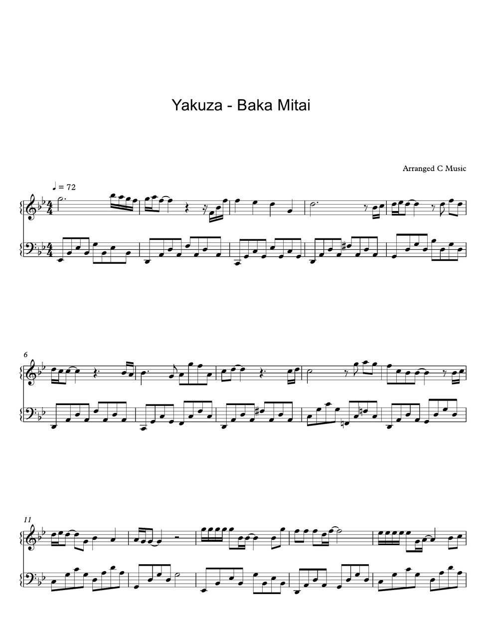 Yakuza - Baka Mitai Sheets by C Music