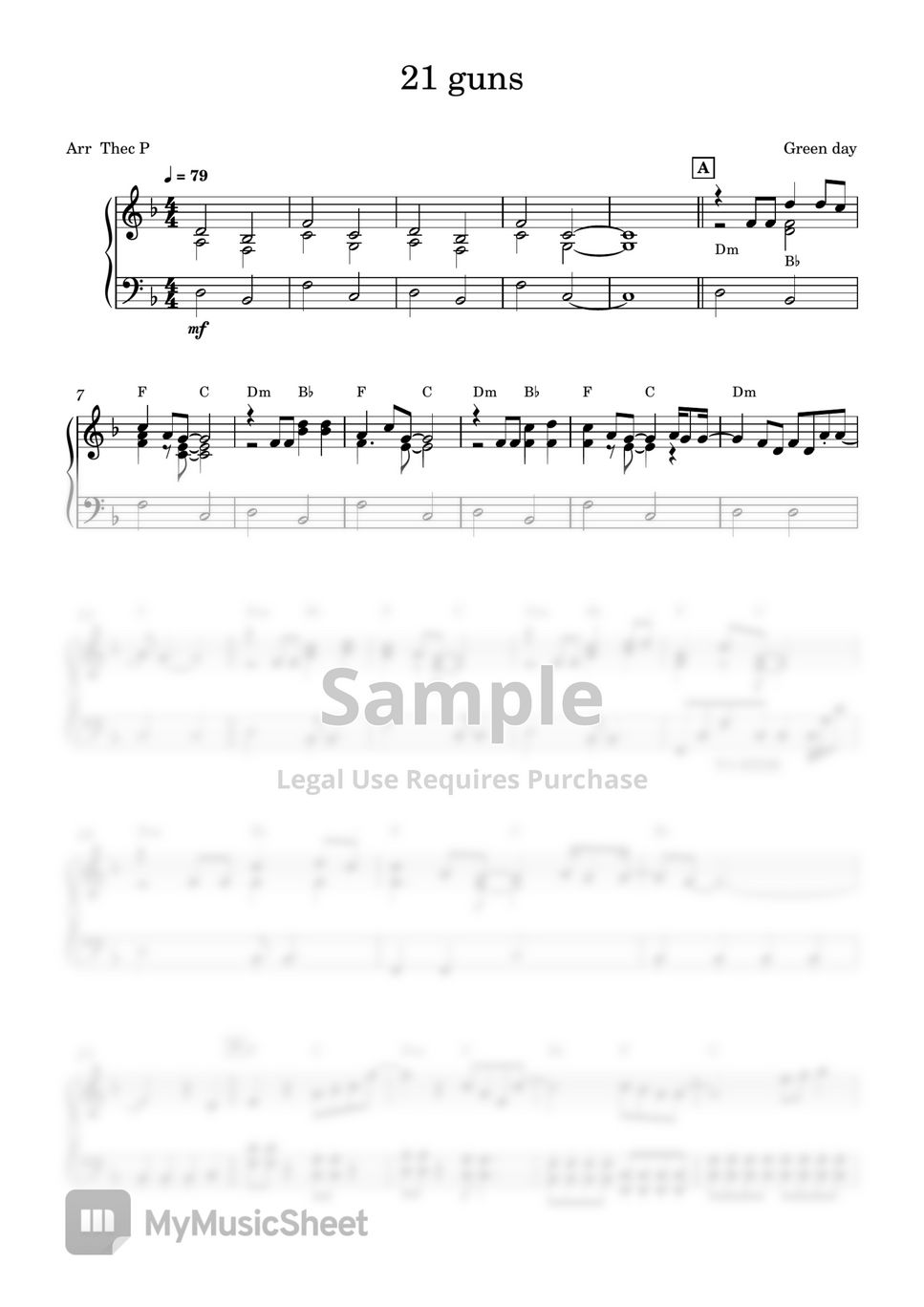 Green day - 21 guns Sheets by Thec P