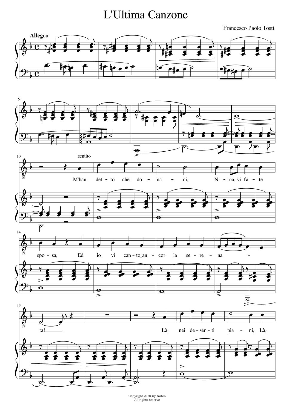 F.P.Tosti L'ultima Canzone (Dmin) Sheets by noten(노튼)