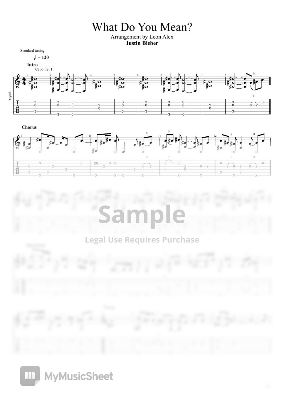 Justin Bieber What Do You Mean? Sheets by Leon Alex