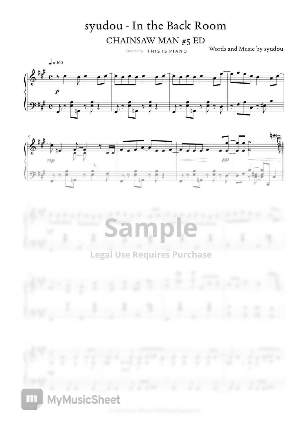  chainsaw man in the back room 5 ed sheet music by this