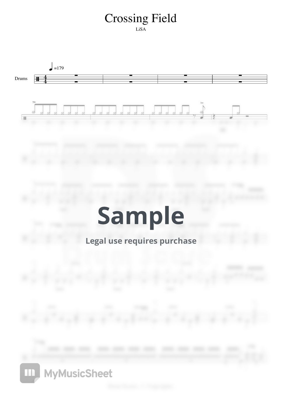 LiSA - Crossing Field by Drum Score