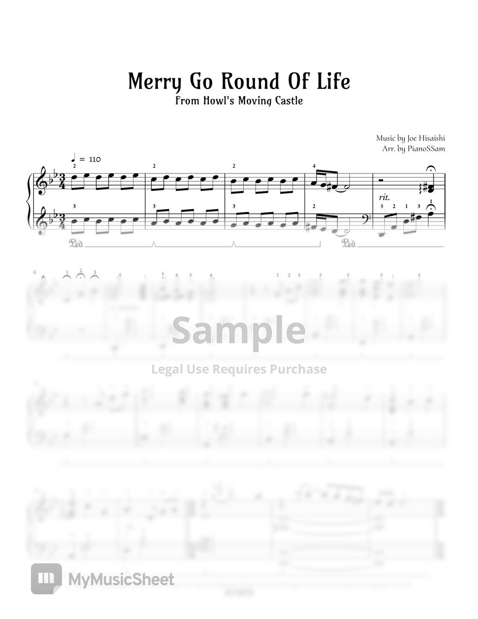 Joe Hisaishi - [Advanced] Merry go round of life(인생의 회전목마) | Piano Arrangement (하울의 움직이는 성) by PianoSSam