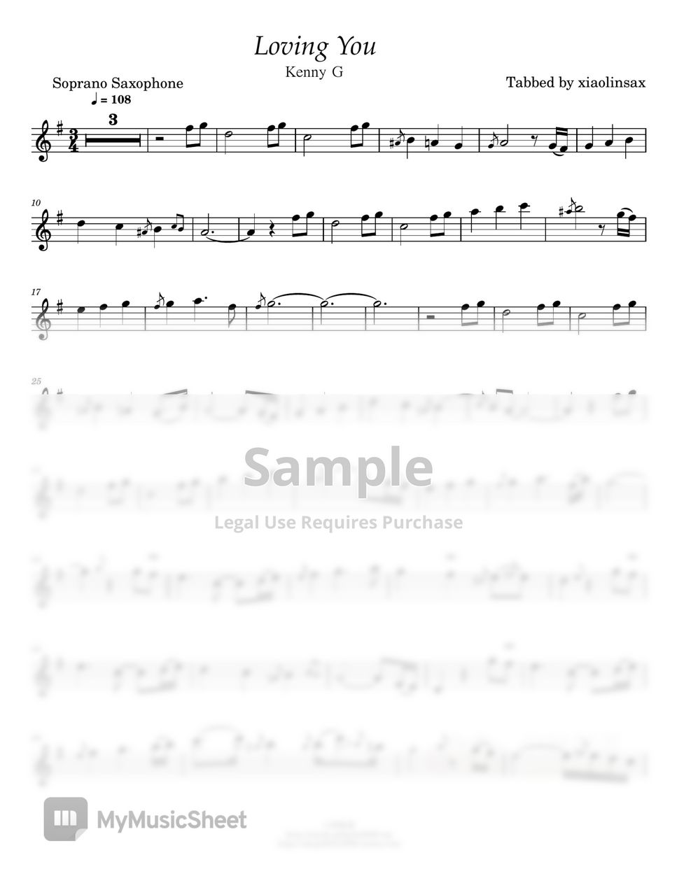Kenny G Loving You Sheets by xiaolinsax