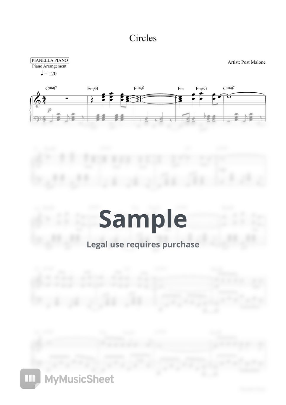 Post Malone - Circles (Piano Sheet) by Pianella Piano