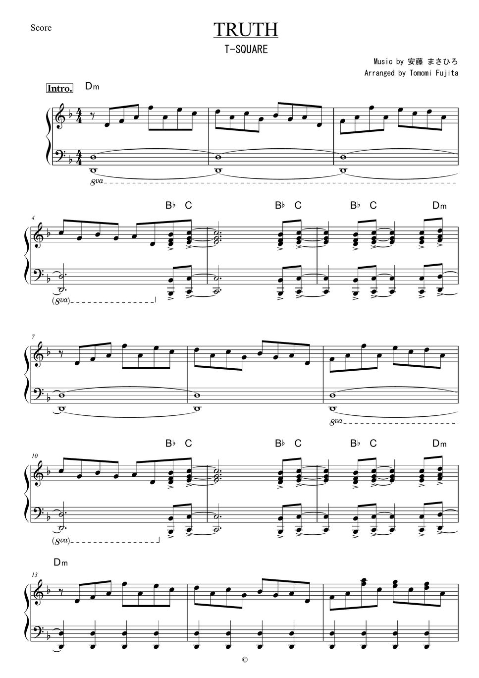 T-SQUARE - TRUTH Sheets by piano*score