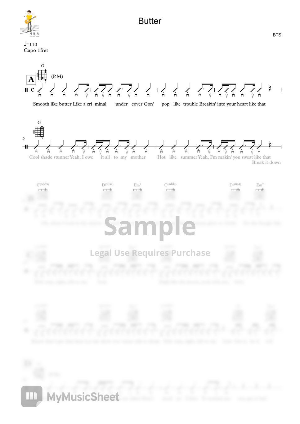 BTS - BUTTER (Guitar TAB) by 서동욱