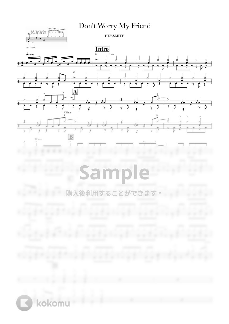 HEY-SMITH - Don't Worry My Friend 楽譜 by ONEDRUMS