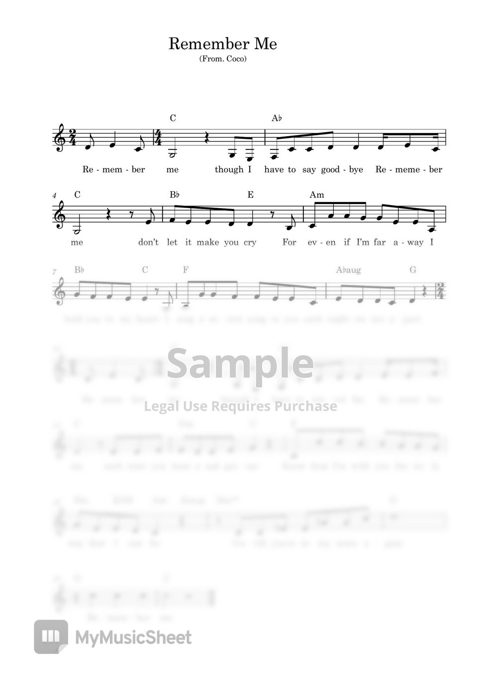 Benjamin Bratt Remember Me (Lullaby) (Coco OST) Sheets by JKOVE