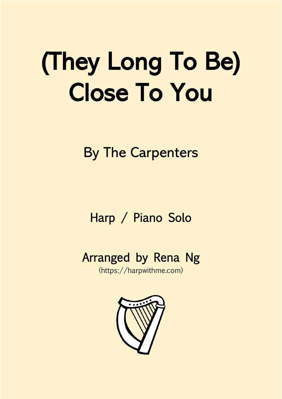 The Carpenters - Close To You (Harp / Piano Solo) - Intermediate by Harp With Me