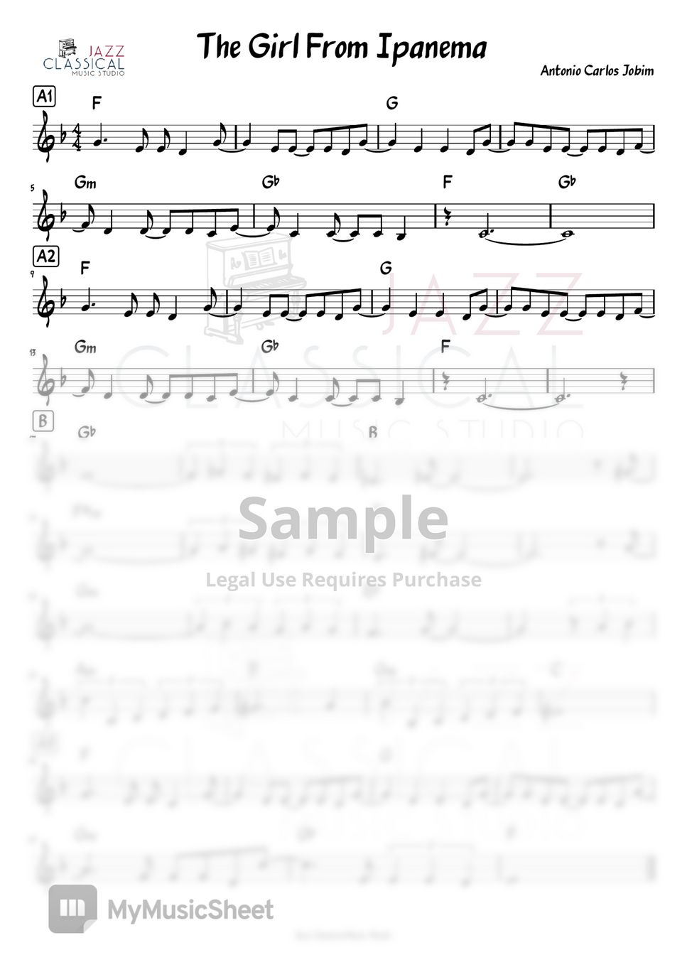 Antonio carlos jobim the girl from ipanema sheet music by jazz