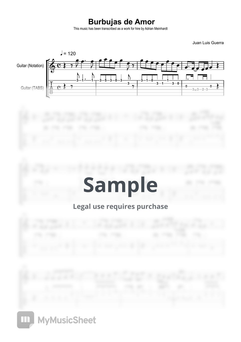 juan luis guerra burbujas de amor (lead) Sheets by Adrian Meinhardt