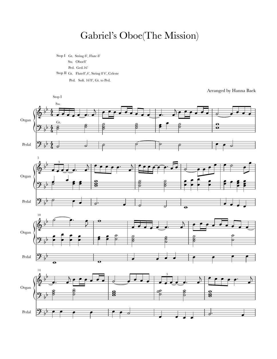 Ennio Morricone Gabriel’s Oboe(The Mission OST) Sheets by