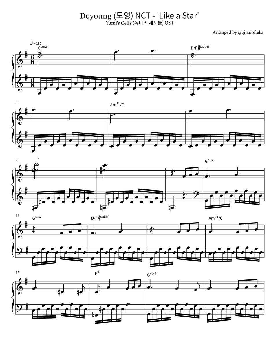 Doyoung (도영) NCT Like A Star (Yumi's Cells 유미의 세포들 OST) Sheets