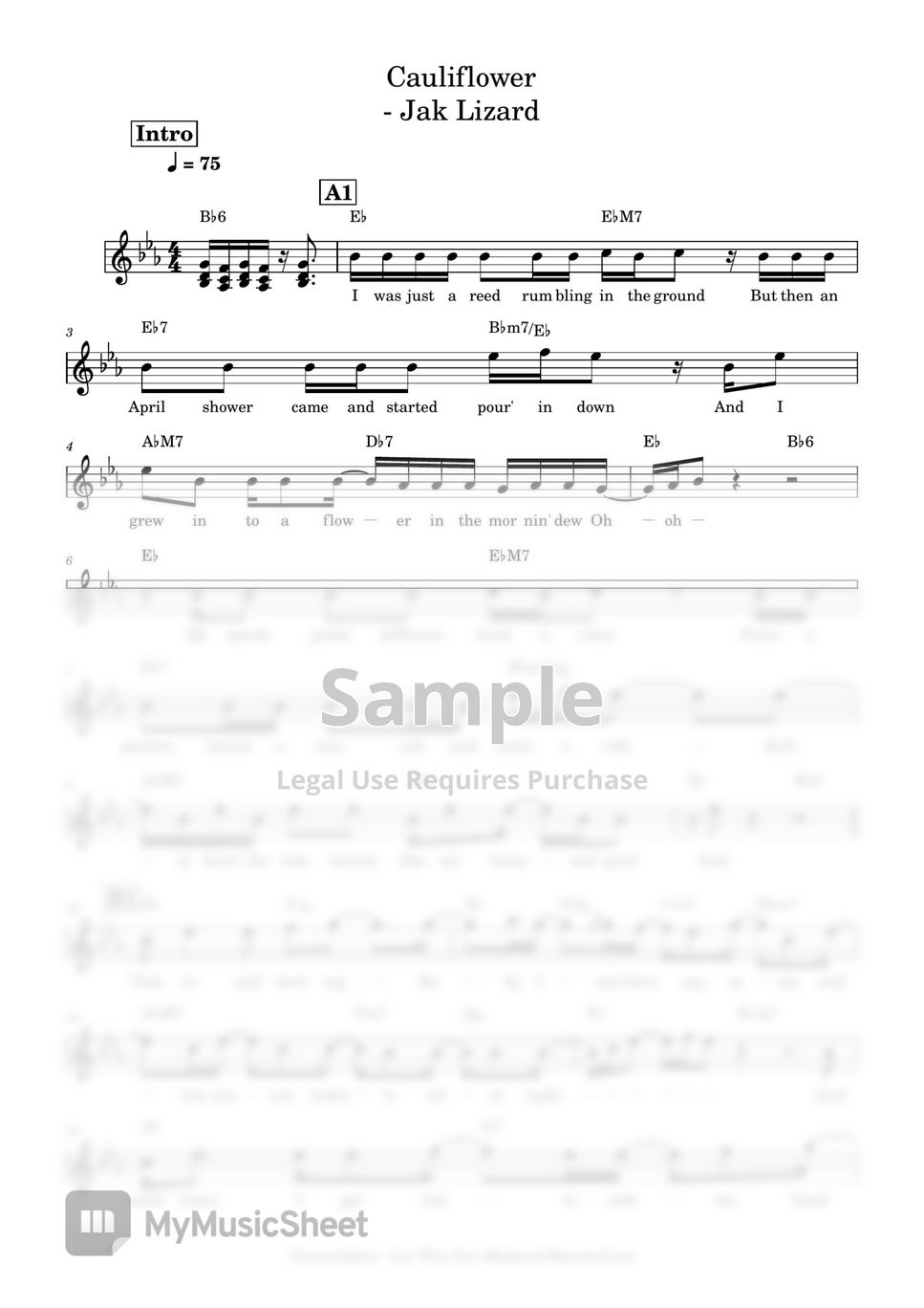 jak lizard Cauliflower (보컬악보입니다.) Sheets by 이원재