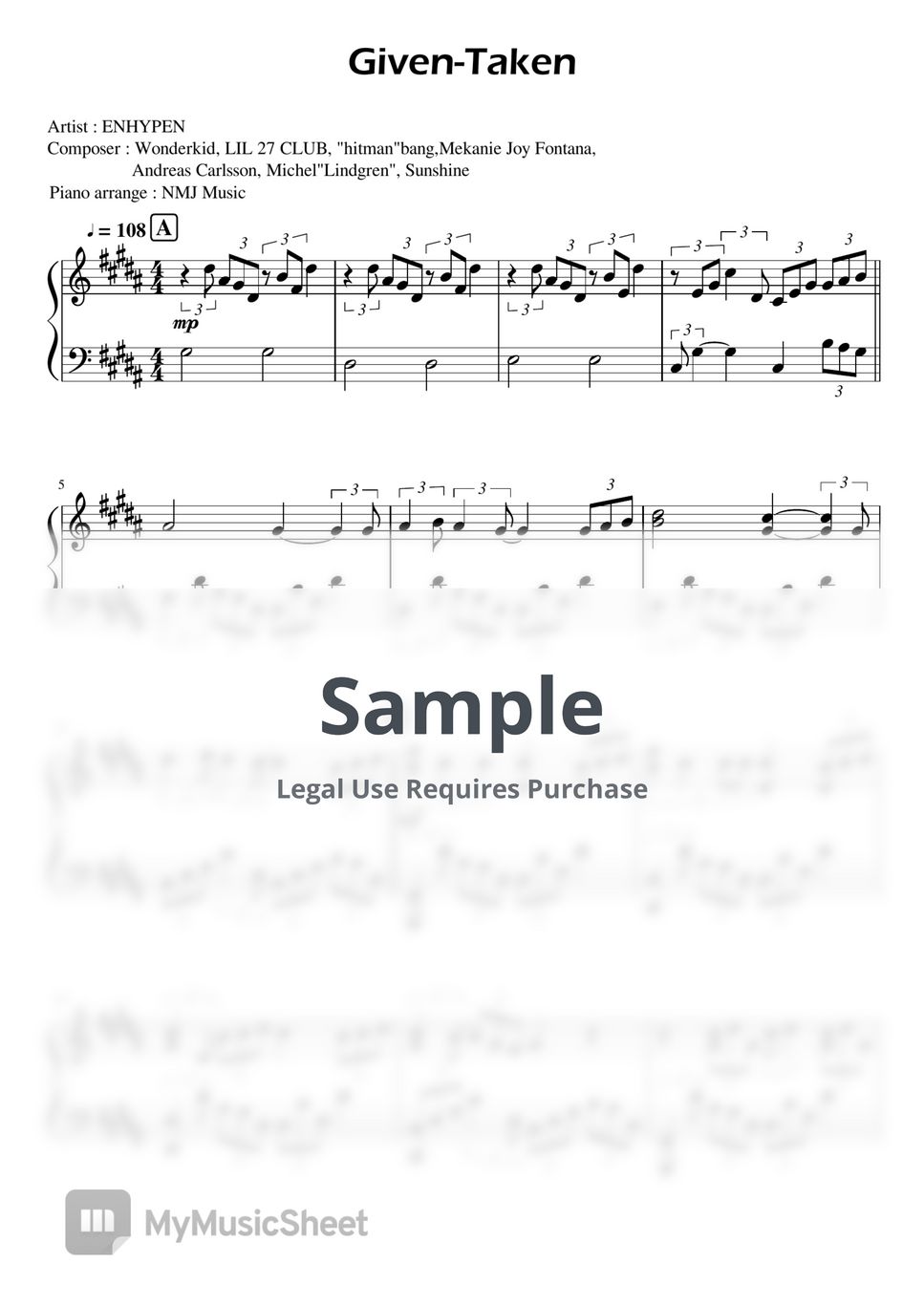 ENHYPEN - Given Taken Sheets by NMJ Music