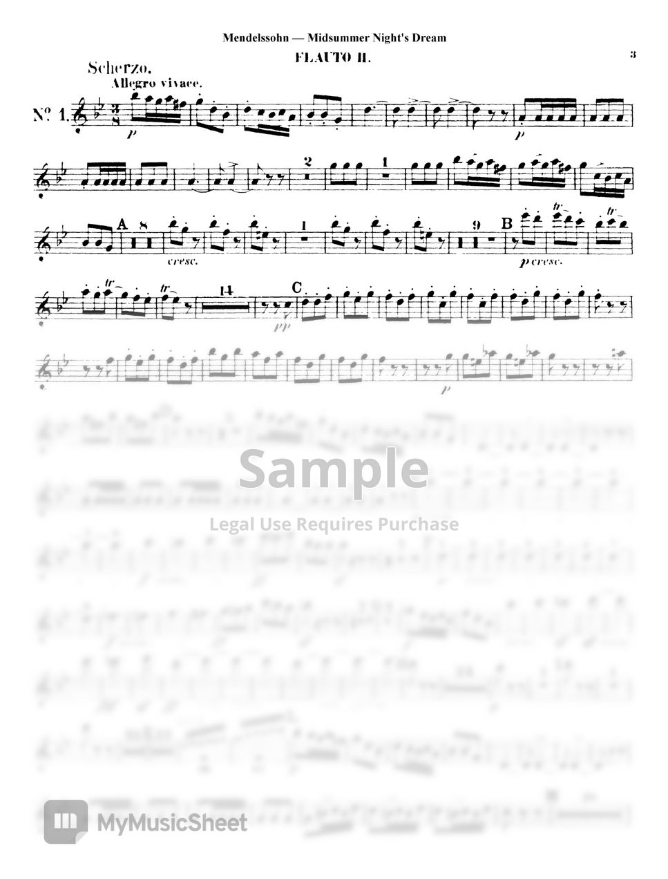 F. Mendelssohn - A Midsummer Night’s Dream Scherzo by Original Sheet