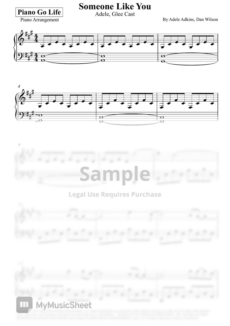 Adele Someone Like You Sheet by Piano Go Life