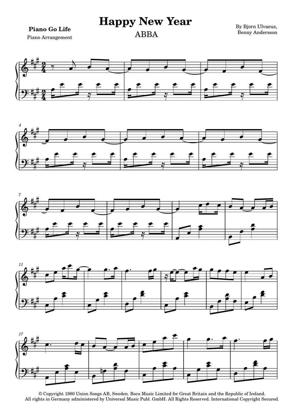 ABBA - Happy New Year 楽譜 by Piano Go Life