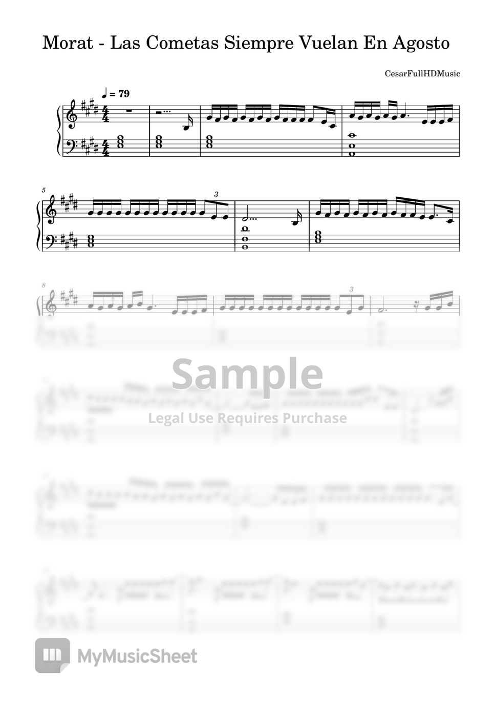 Morat Las Cometas Siempre Vuelan En Agosto 악보