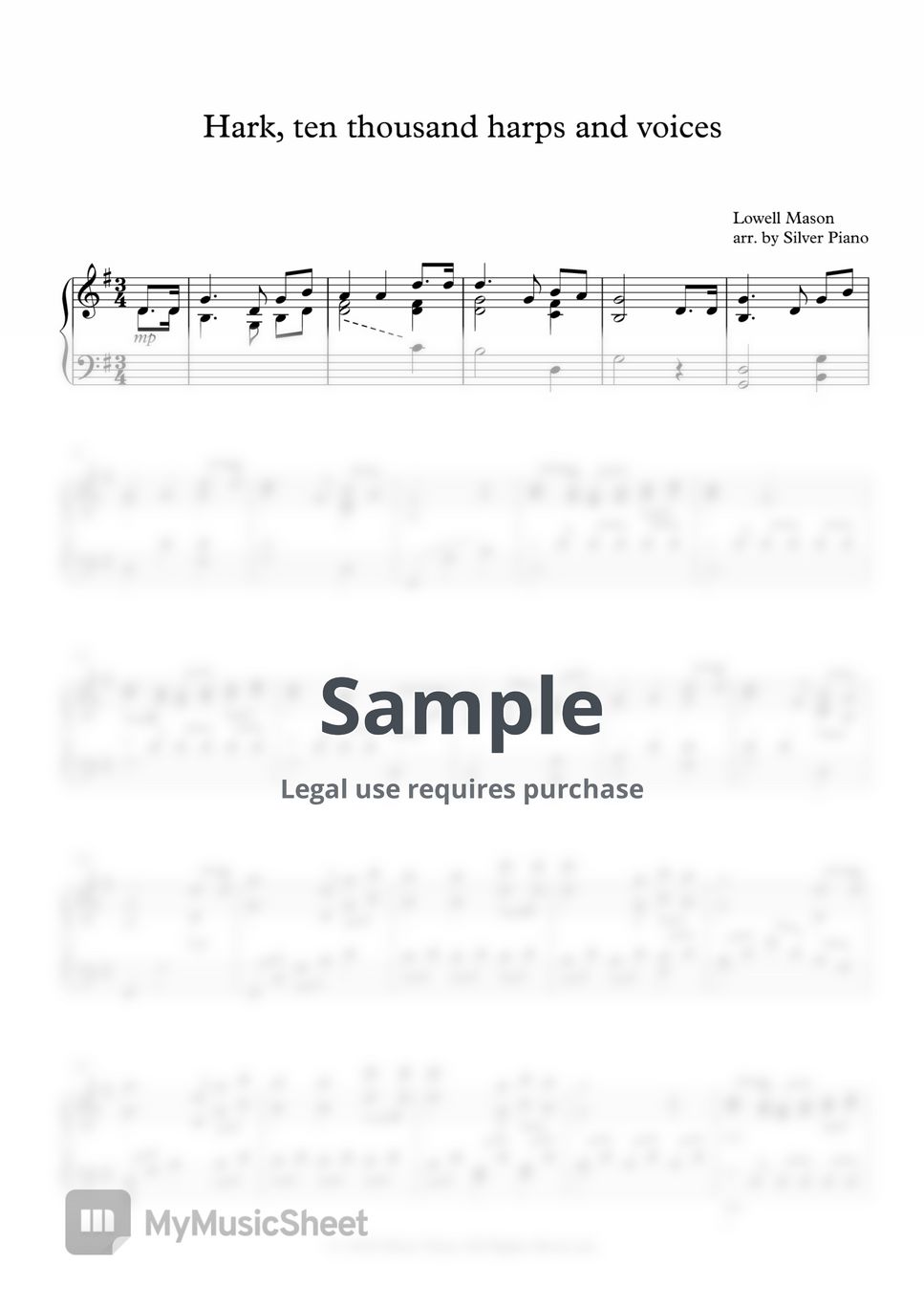 Lowell Mason 찬송하는 소리 있어 (Hark, ten thousand harps and voices) (피아노