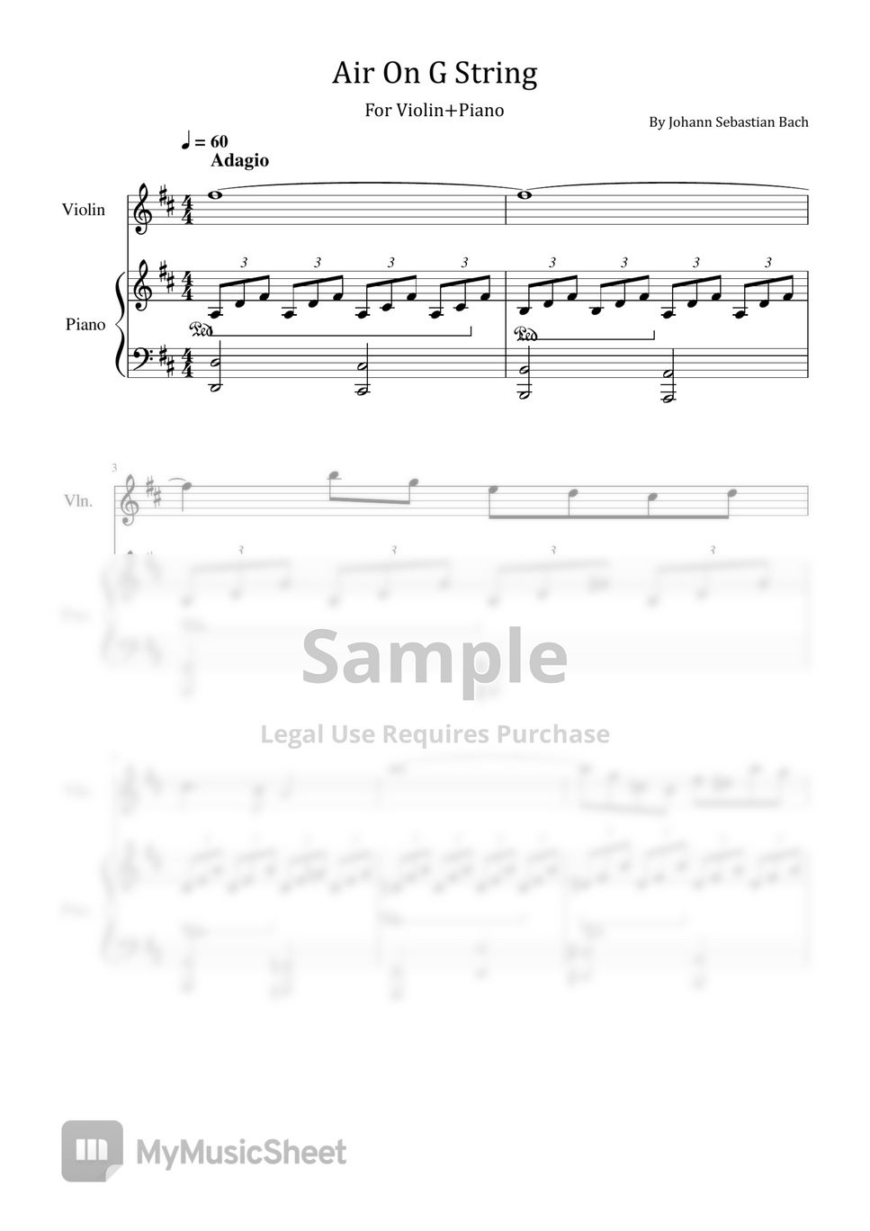 Johann Sebastian Bach - Air On G String (For Violin+Piano) by poon