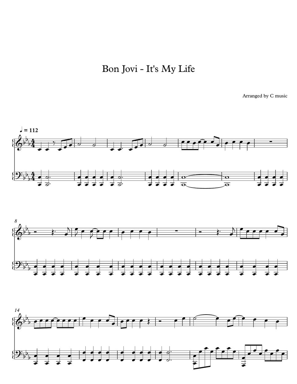 Bon Jovi - It's My Life Sheet by C Music