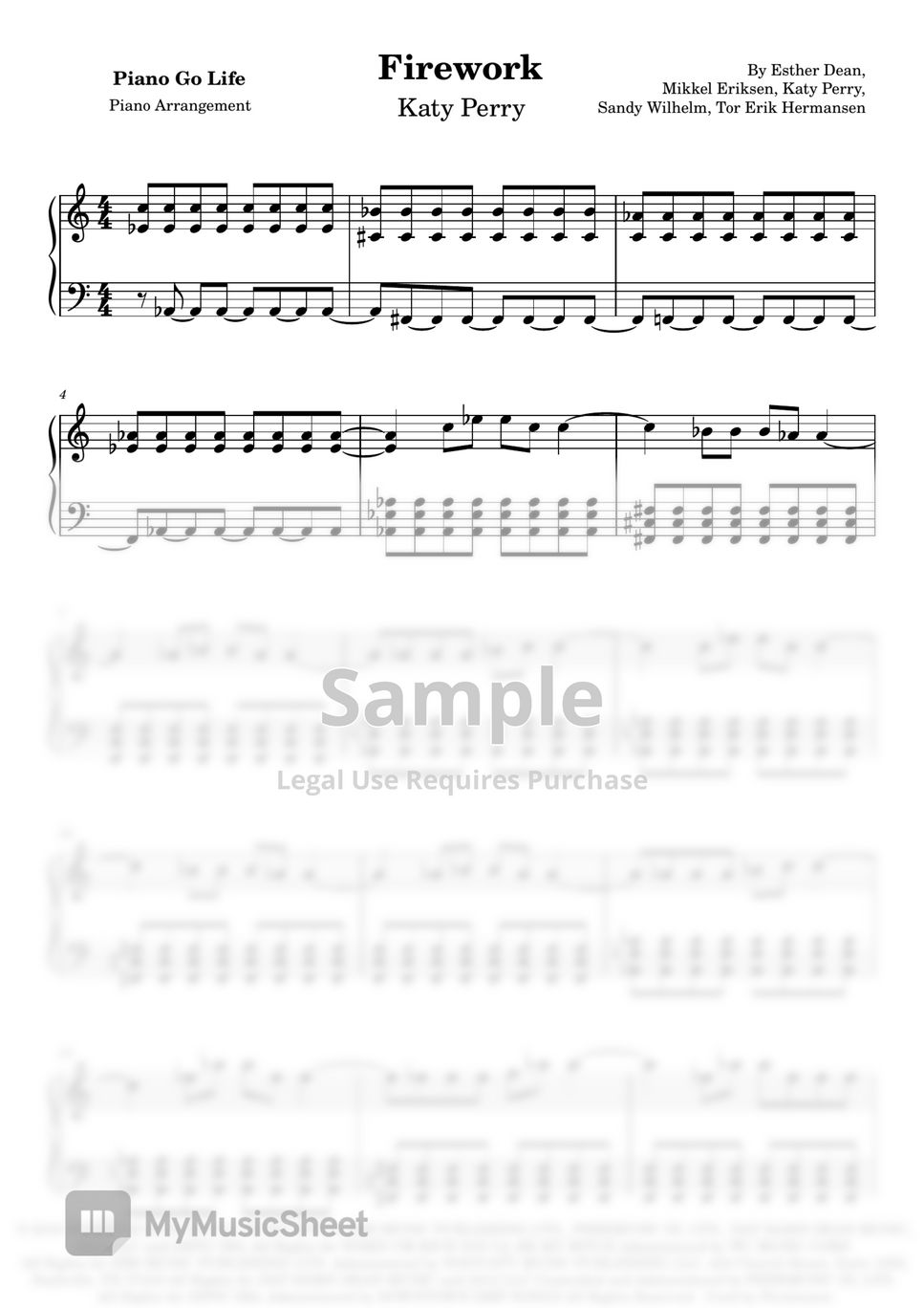 Katy Perry Firework Sheet by Piano Go Life