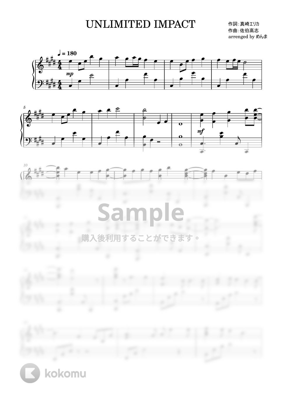 ウマ娘プリティーダービー - UNLIMITED IMPACT (ピアノ　ソロ) by めんま