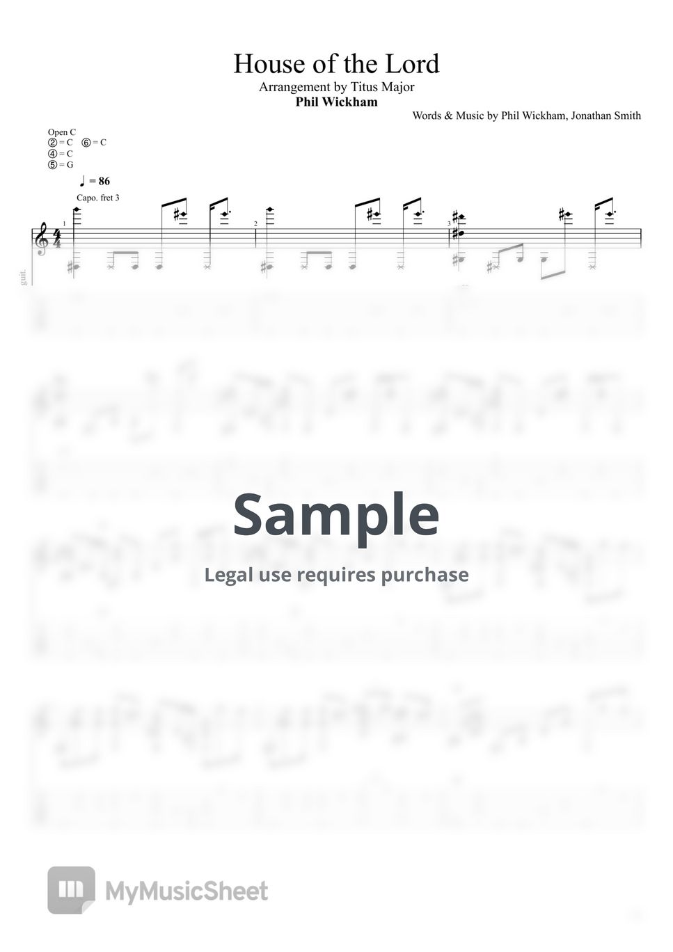 Phil wickham house of the lord tab 1staff by titus major