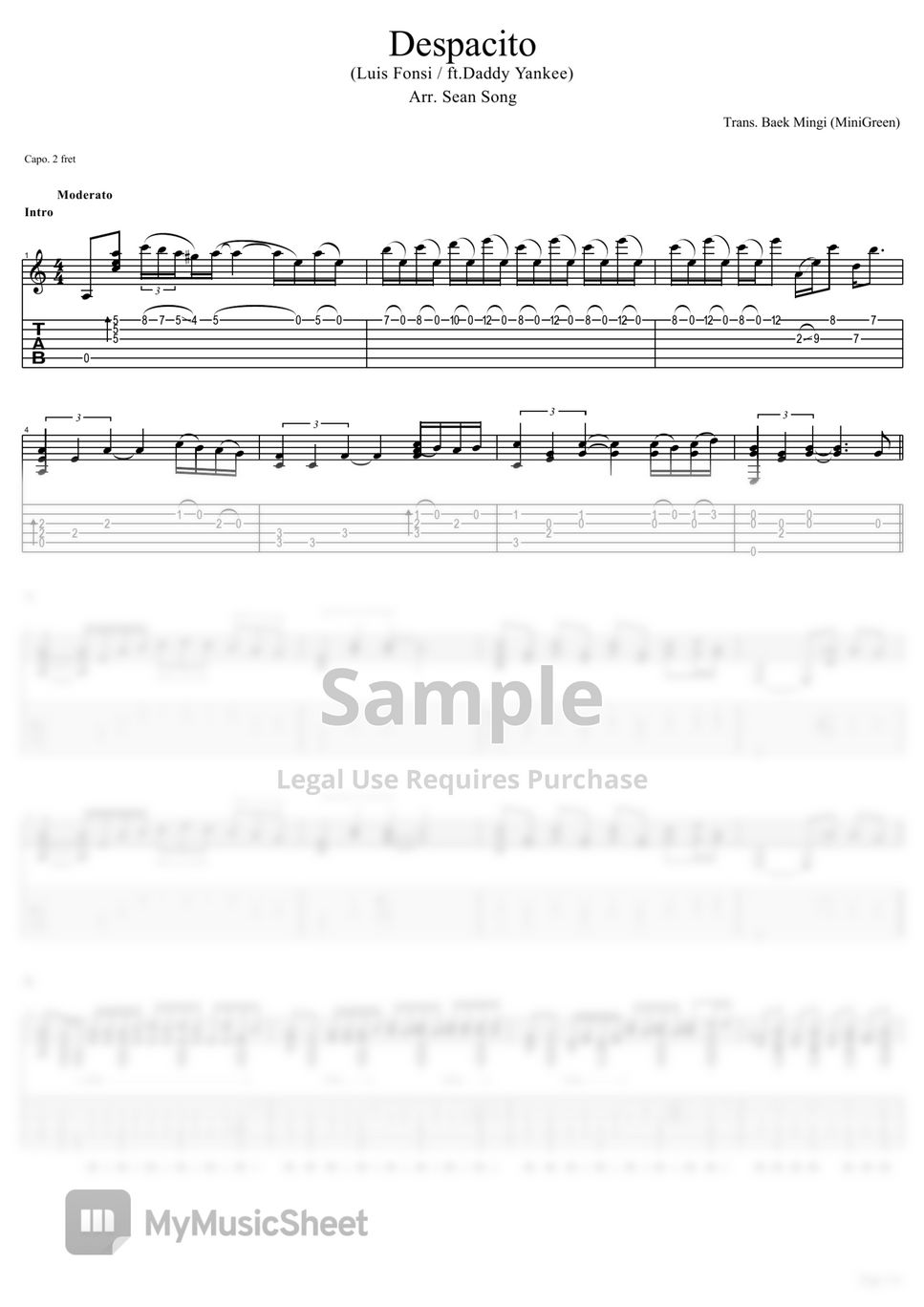 Despacito (Luis Fonsi, ft.Daddy Yankee) Sheets