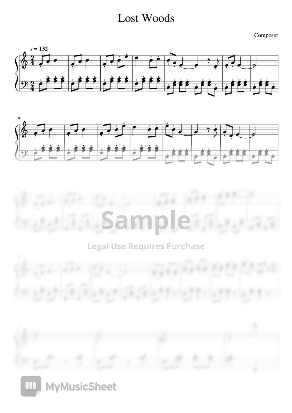 The legends of zelda Lost Woods Ocarina of Time 악보 by J4zzman