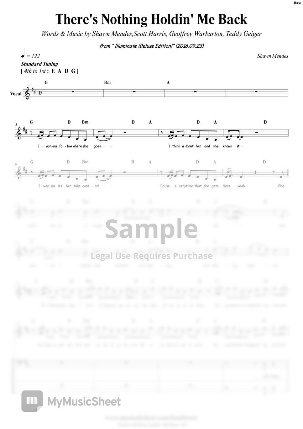 Shawn Mendes - There's Nothin' Holidin' Me Back (Bass 베이스)