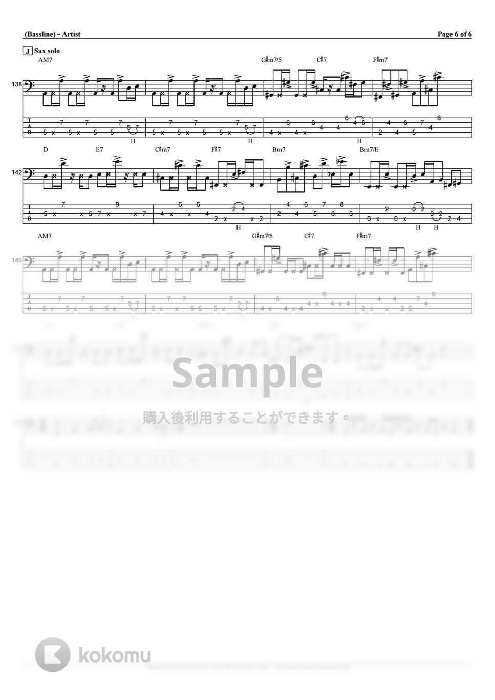 T-SQUARE - Nab That Chap!! (ベース Tab譜 5弦) タブ+五線譜 by