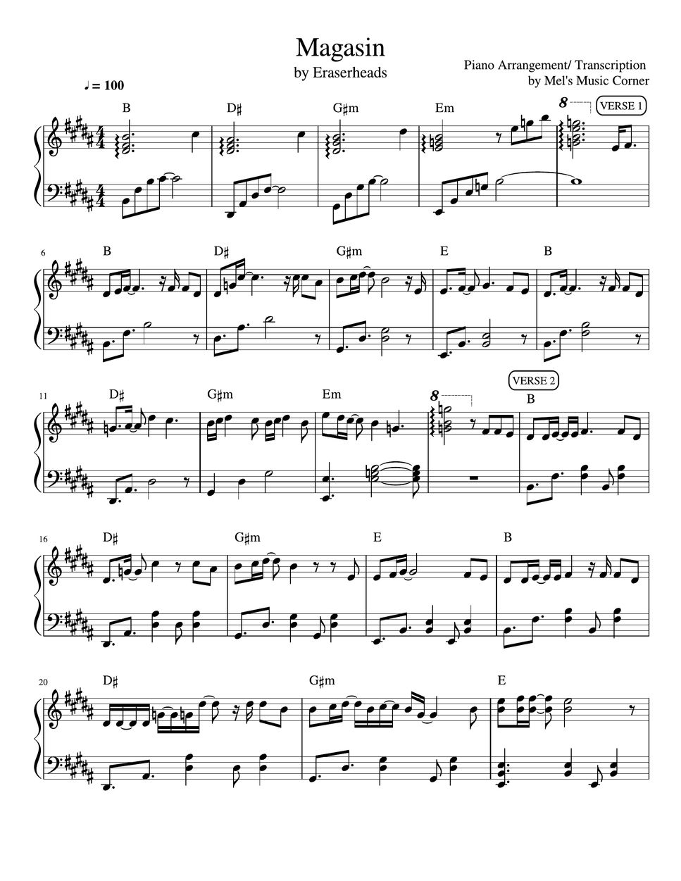 Eraserheads Magasin (piano sheet music) Sheet by Mel's Music Corner