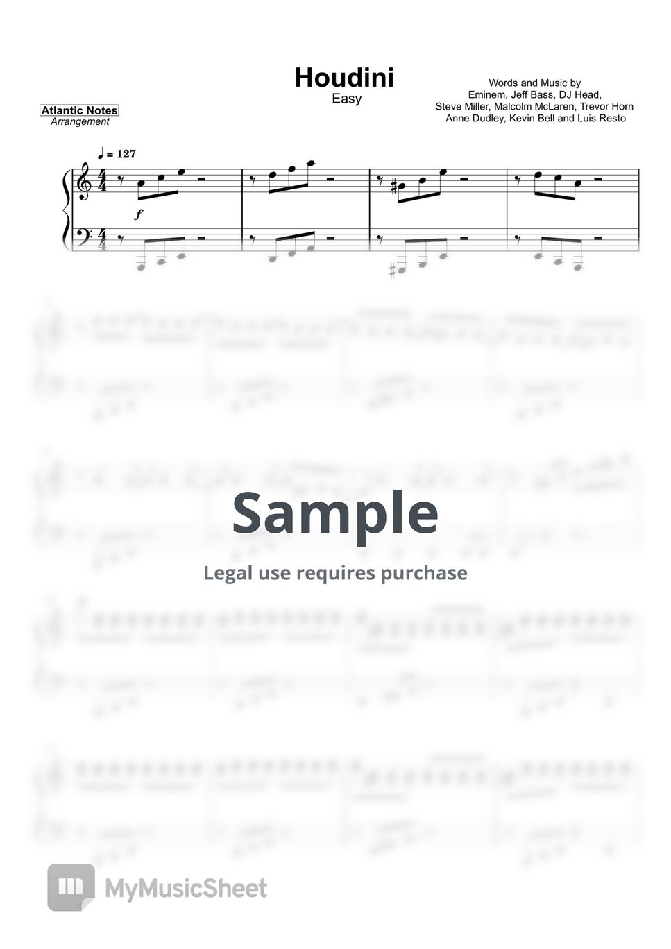 Eminem - Houdini Sheet Music by Atlantic Notes