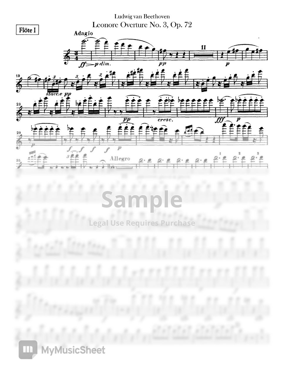 L.v.Beethoven Leonore No. 3 Overture Sheets by Original Sheet