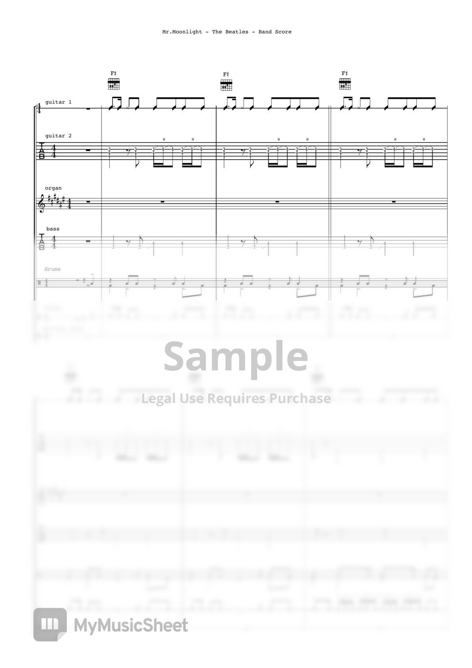 The Beatles - Mr. Moonlight (Band Score) by Ryohei Kanayama