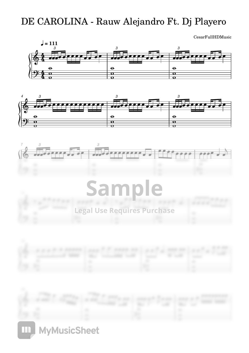 Rauw Alejandro Ft. Dj Playero DE CAROLINA Sheets