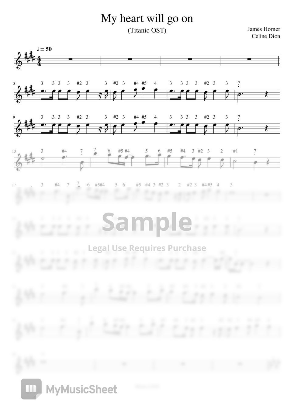 Celine Dion [할인] My heart will go on (Harmonica Melody) Sheets by