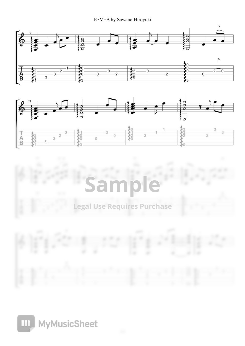 Attack on Titan - E.M.A (Guitar TAB) Tab + 1staff by guitar kuitar