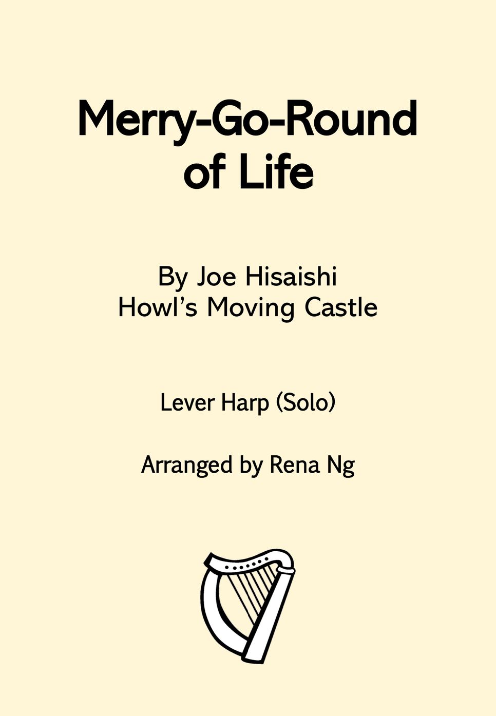 Joe Hisaishi - Merry Go Round of Life (Lever Harp Solo) - Advanced Intermediate ハウルの動く城 / 人生のメリーゴーランド【ハープ】 by Harp With Me