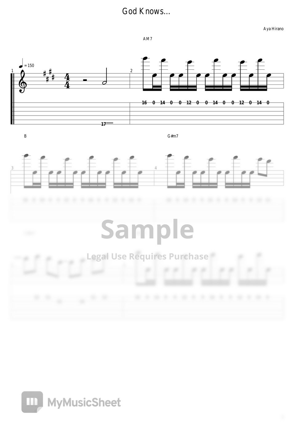 god knows guitar pro tab download