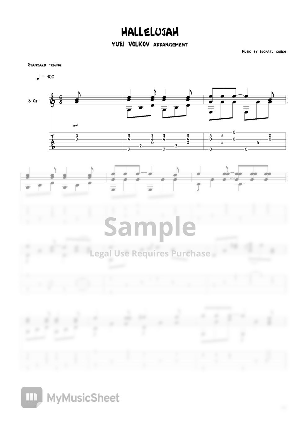 leonard cohen hallelujah Sheets by volkov yury