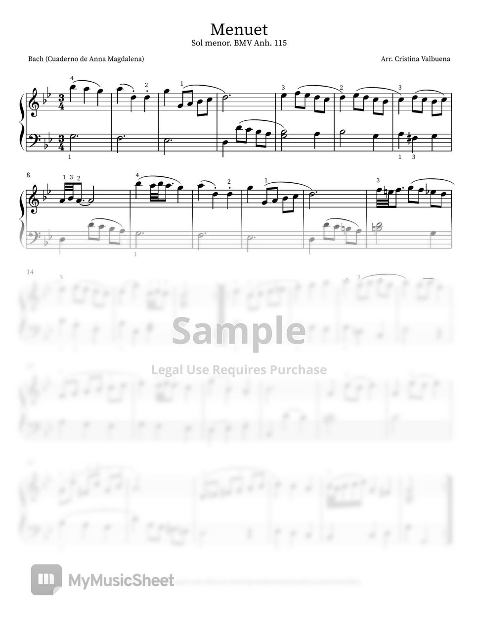Johann Sebastian Bach - Menuet en Sol menor BMV Anh. 115 by Cristina Valbuena