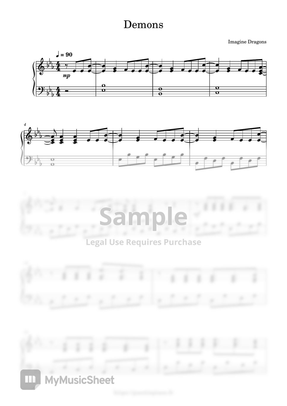 Imagine Dragons Demons Sheets by GuestinPiano