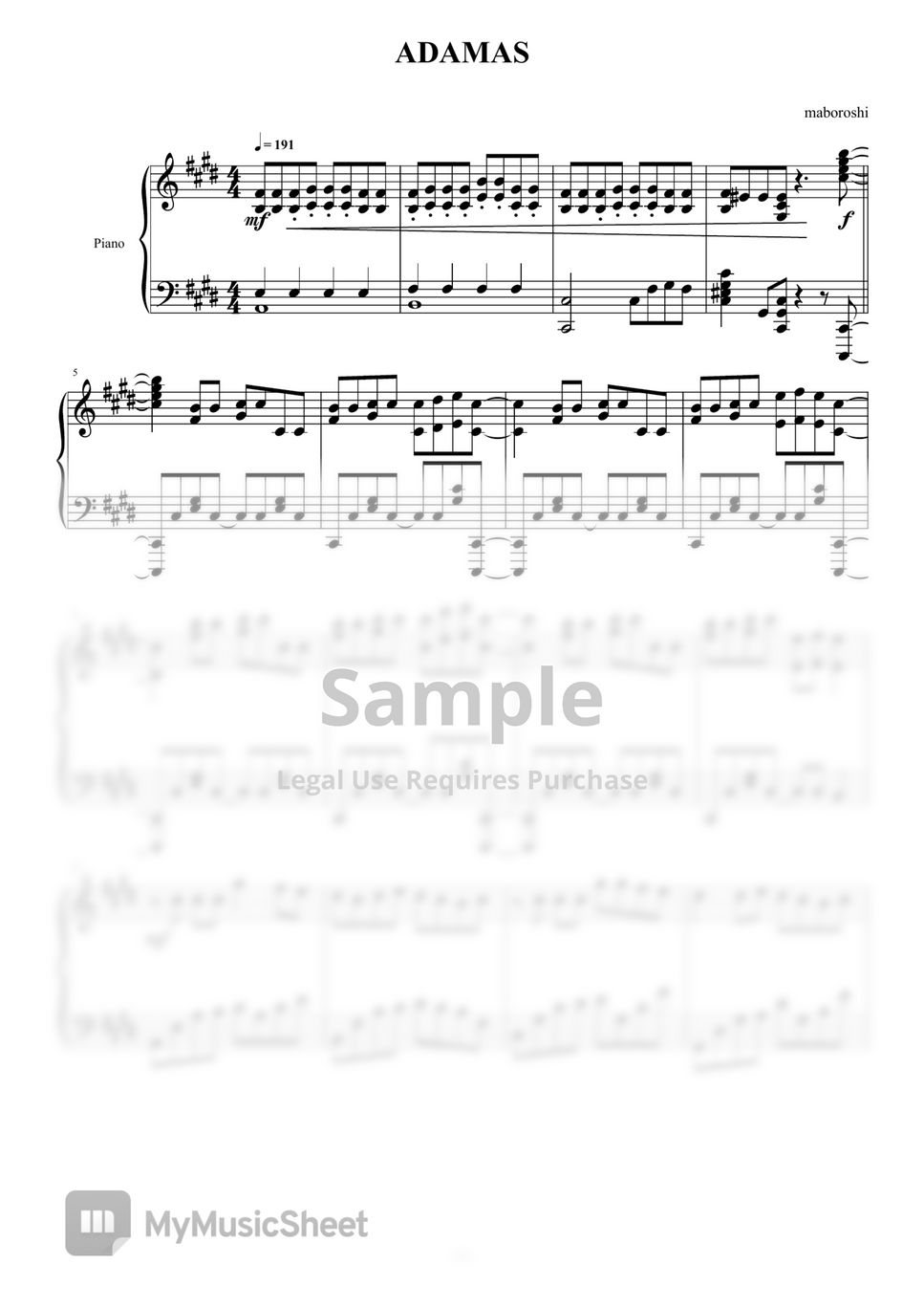 LiSA - ADAMAS 鋼琴譜([Sword Art Online Alicization]piano sheet) by maboroshi