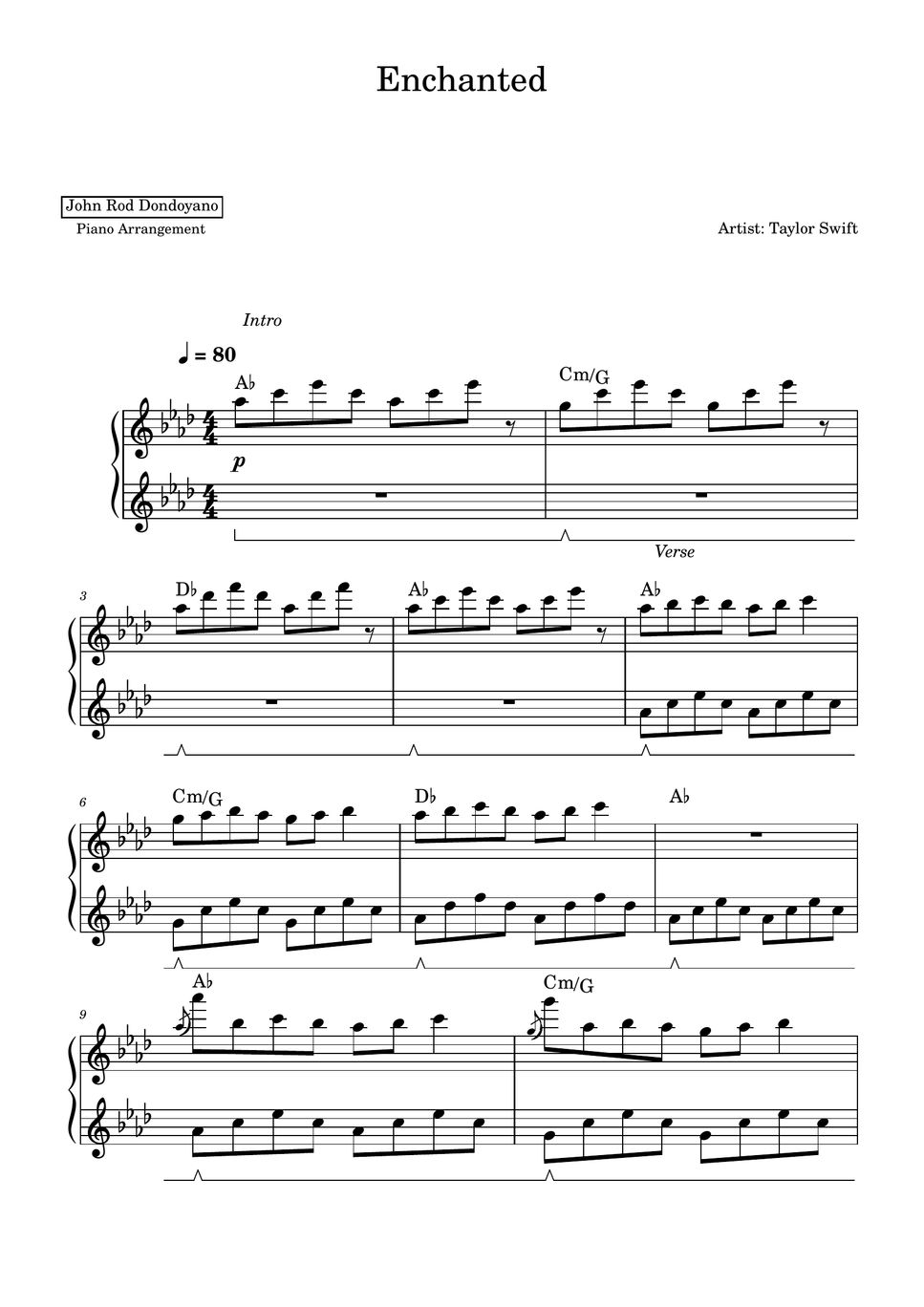 Taylor Swift Enchanted (PIANO SHEET) Sheet by John Rod Dondoyano