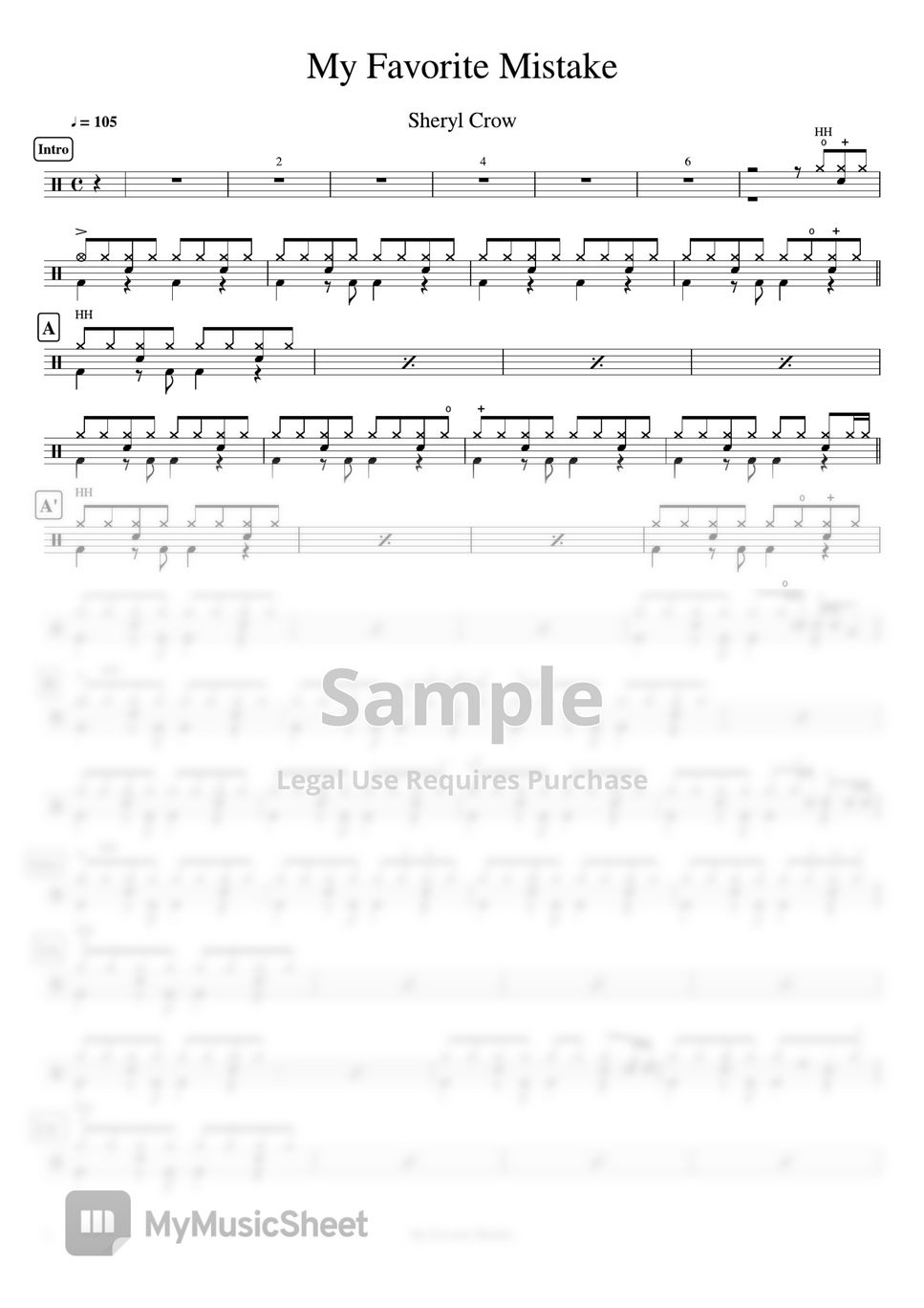 Sheryl Crow - My Favorite Mistake Sheets by Cookai's J-pop Drum sheet ...