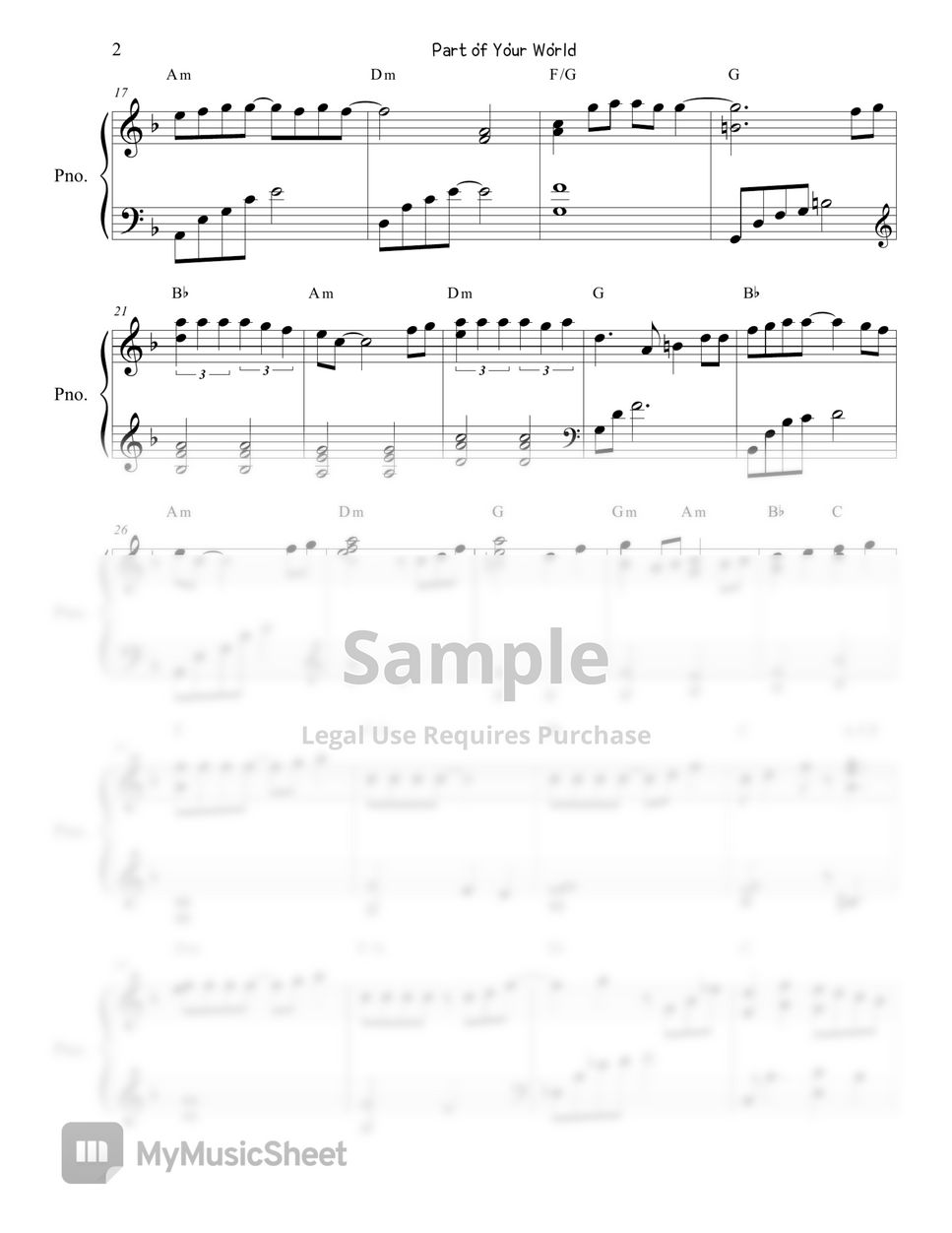  part of your world ost sheets by jl holy piano